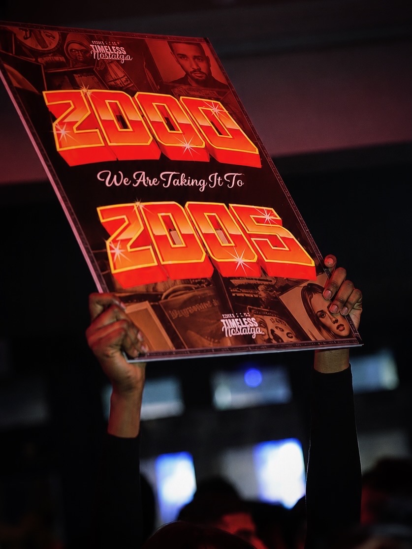 A Timeless nostalgia sign celebrating music from 2000 to 2005
